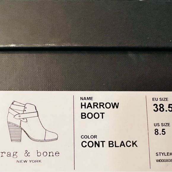 NWT rag & bone Harrow Boot in Cont Black dustbag & box $495 retail Size 8.5 - Picture 9 of 9